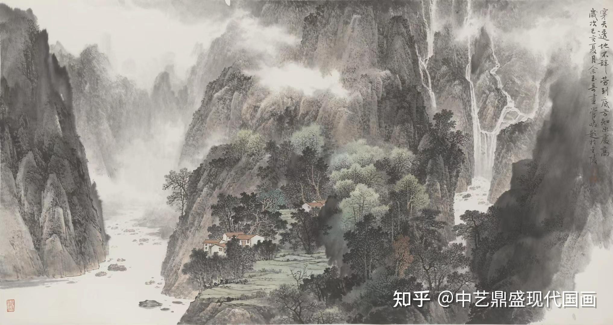 佘玉奇創作題材以江南山水風景為主,他的太湖景緻吸收了前輩名家的