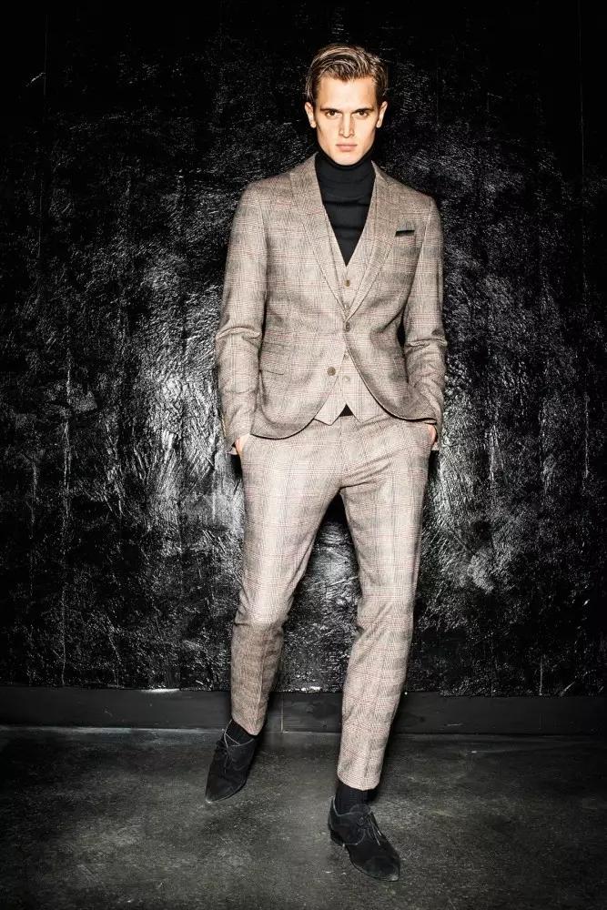 2. 西装外套 圆领上衣 围巾