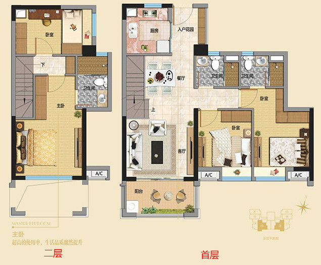万科绝版空中小别墅户型88㎡4房2厅2卫最小的别墅66㎡