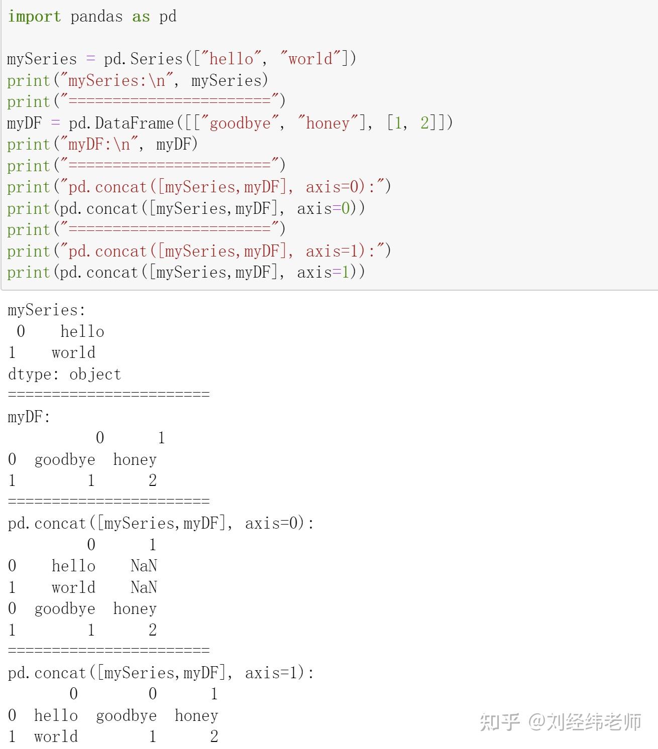 合并Series；合并DataFrame；合并Series与DataFrame——concat()函数 - 知乎