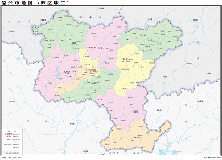 韶关市2023年高清行政地图