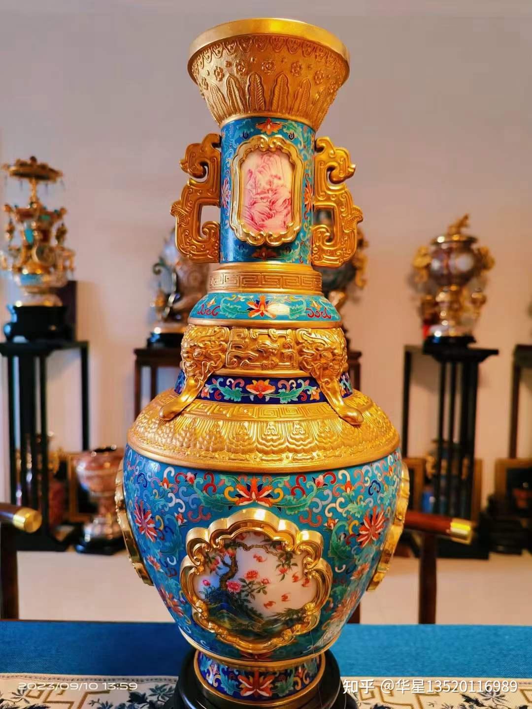 故宫出品景泰百宝·五福瓶金氏宫廷珐琅衣钵传人---金玉田大师(已故)、熊建军大师联袂 - 知乎