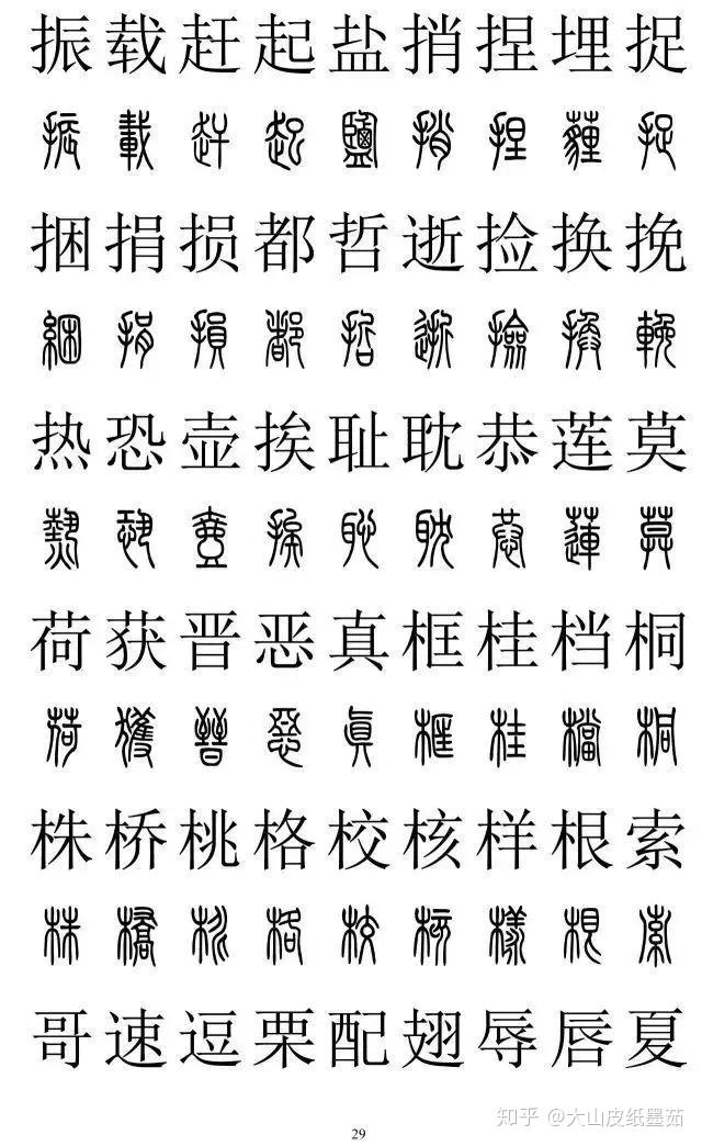 包含有2500个篆书字体的对照表,一口气我全放这里了,建议收藏起来