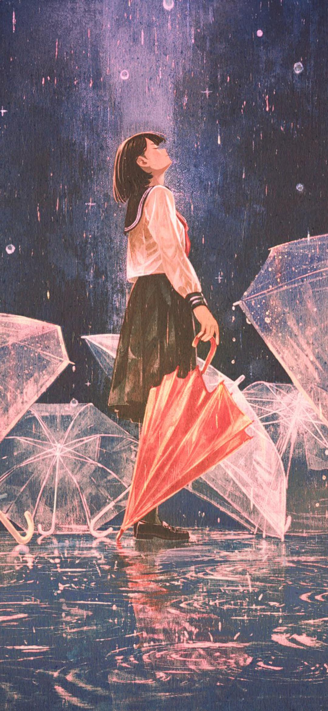 有没有动漫风格的雨景手机壁纸呢