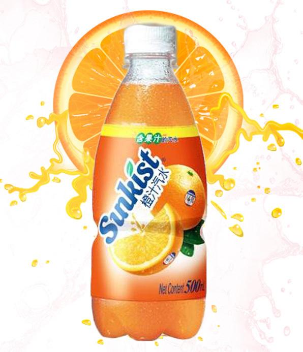 新奇士sunkist橙汁汽水 以超新鲜橙子闻名的新奇士生产出来的果味