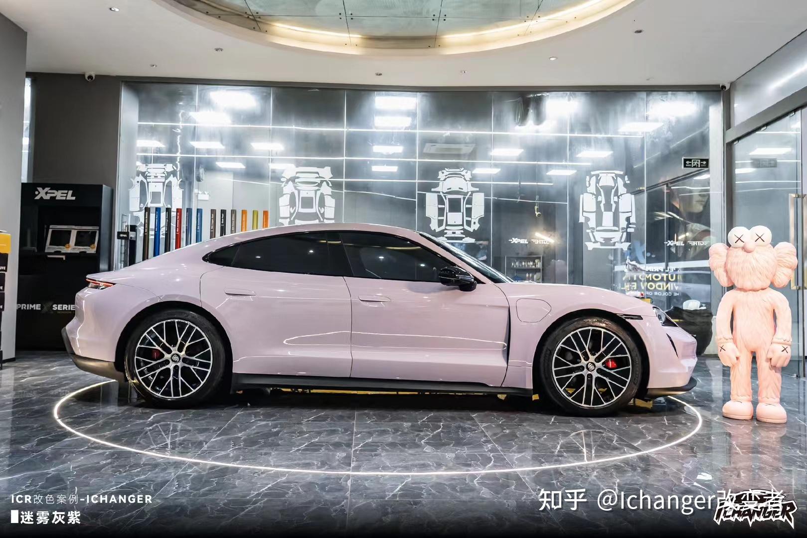 保时捷taycanicr改色膜迷雾灰紫淡淡的灰紫色调优雅高级