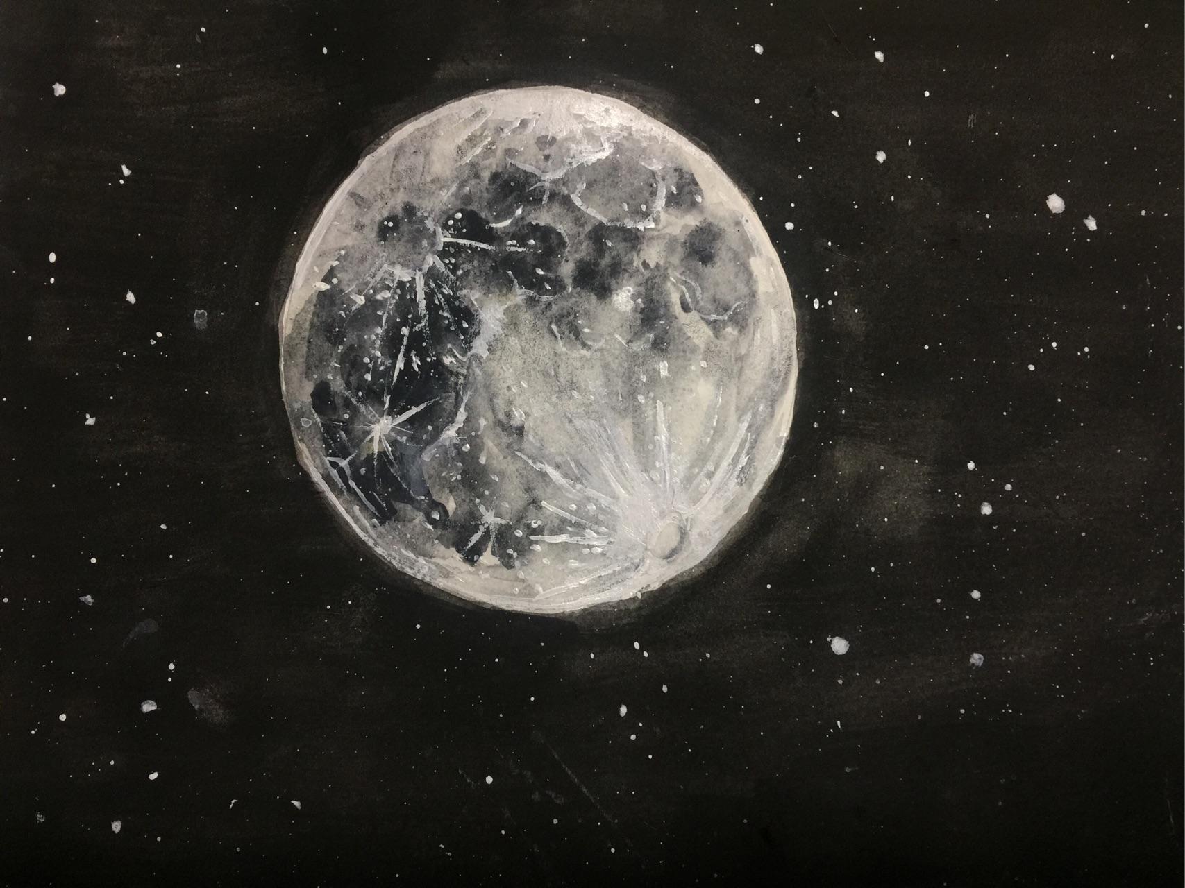 如何用水彩画月球