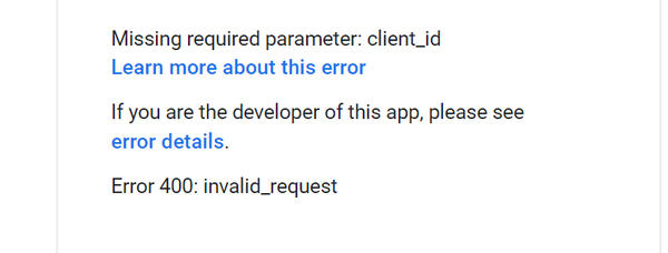  Error 400 Invalid request 