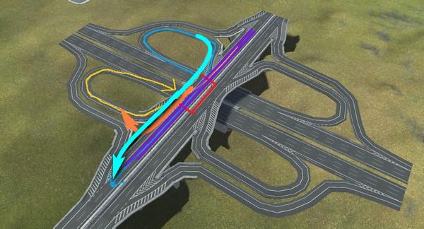苜蓿叶式立交桥相邻两个方向左转冲突怎么解决? - 知乎