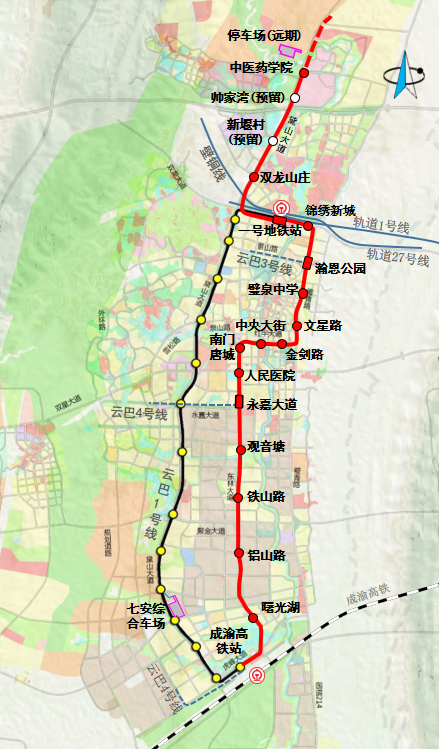 重庆璧山云巴2号线站点图