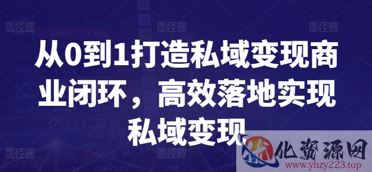 从0到1打造私域变现商业闭环，高效落地实现私域变现