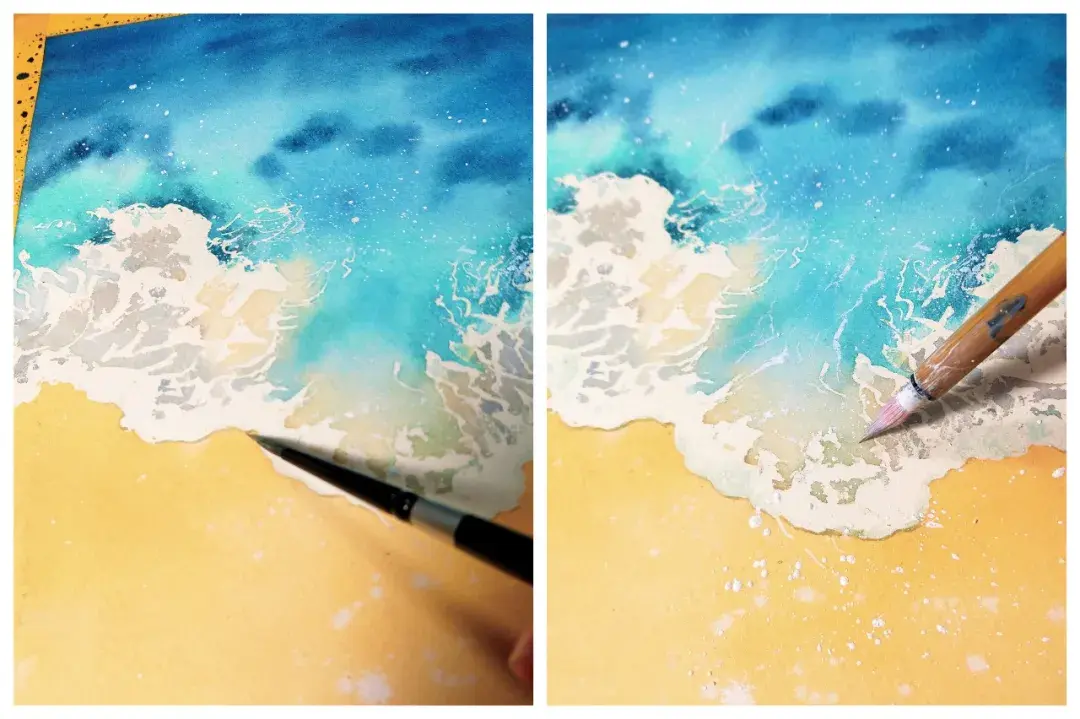 水彩教程——海滩的画法 