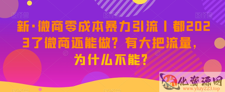 新·微商零成本暴力引流丨都2023了微商还能做？有大把流量，为什么不能？