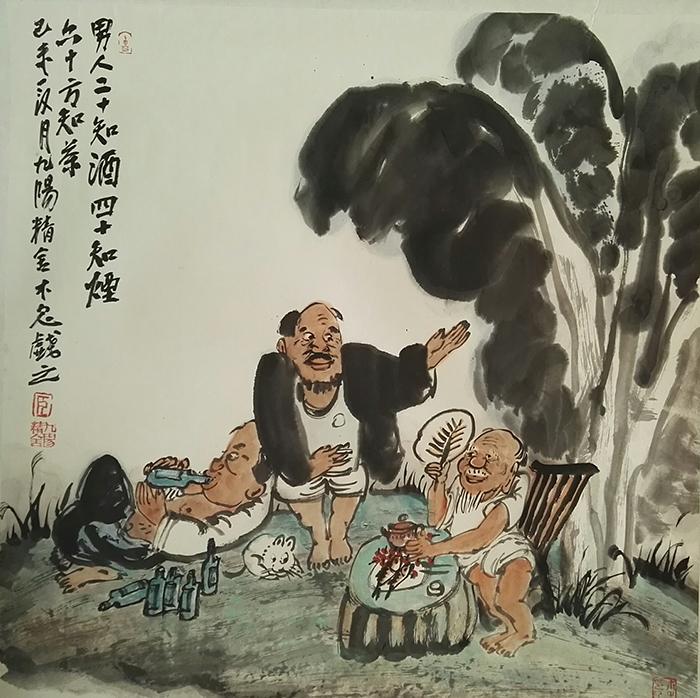 68cmx68cm中国画鲜语何人68cmx68cm中国画一三五有雾-二四六不明赵敏