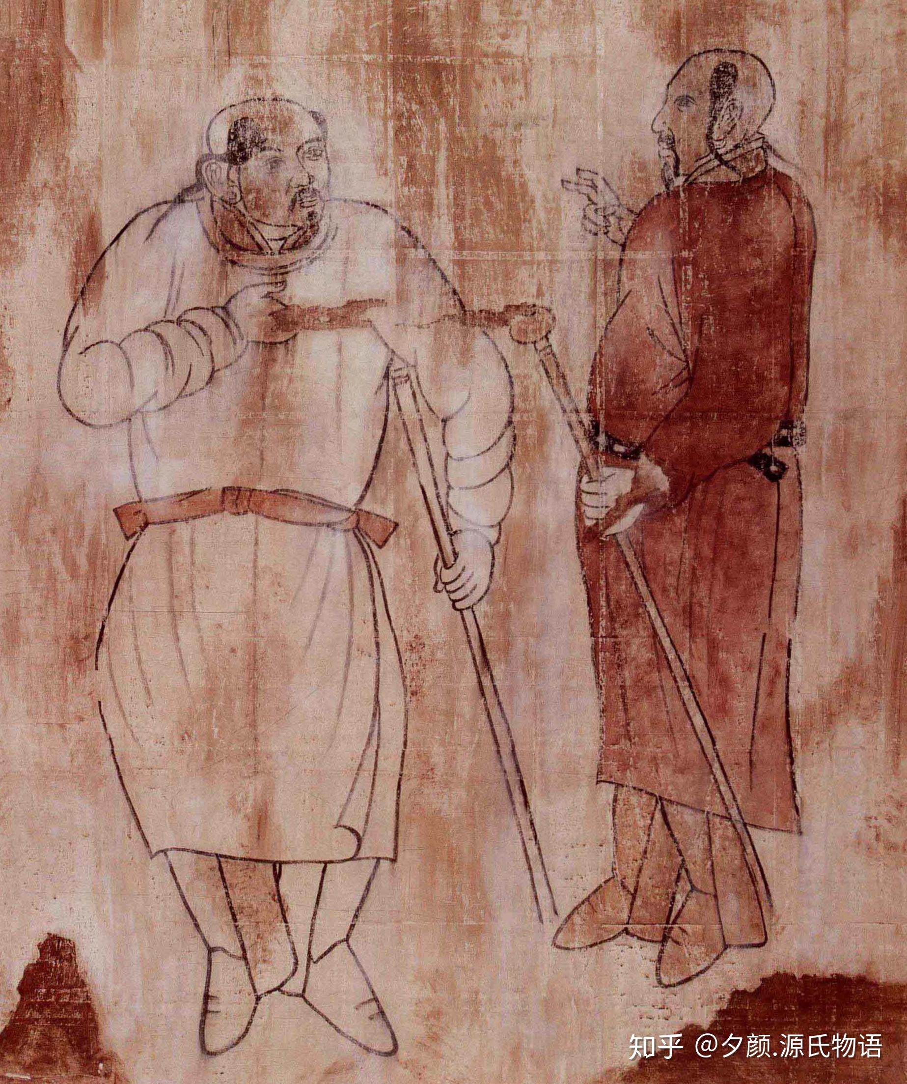 引言仪仗鼓吹壁画  北齐武平元年娄睿墓,墓道壁画局部,图中各绘制四位