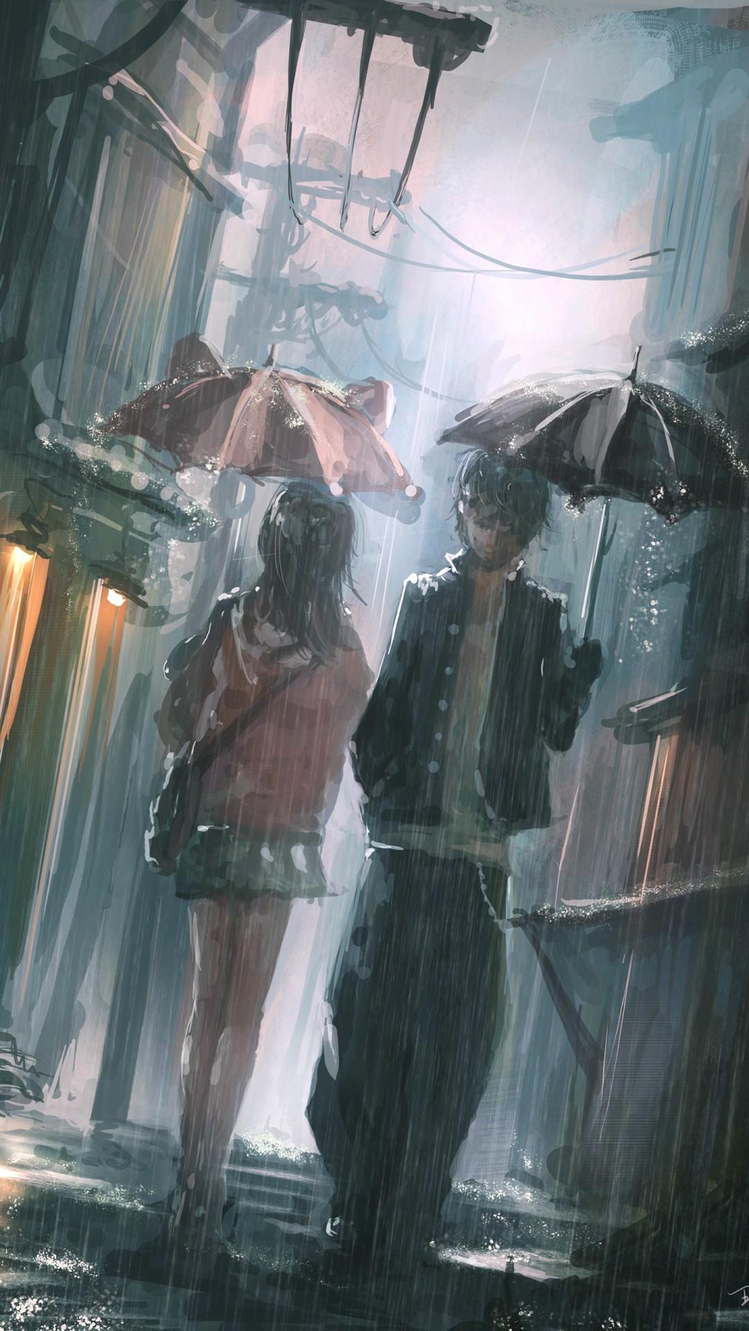 雨天动漫背景图片