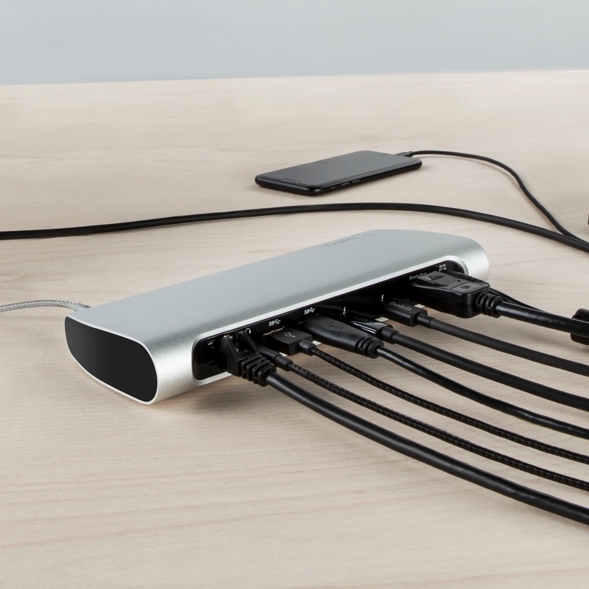 Station D'accueil Belkin Thunderbolt 3 Express Dock HD, Double Écran 4K, Avec Alimentation