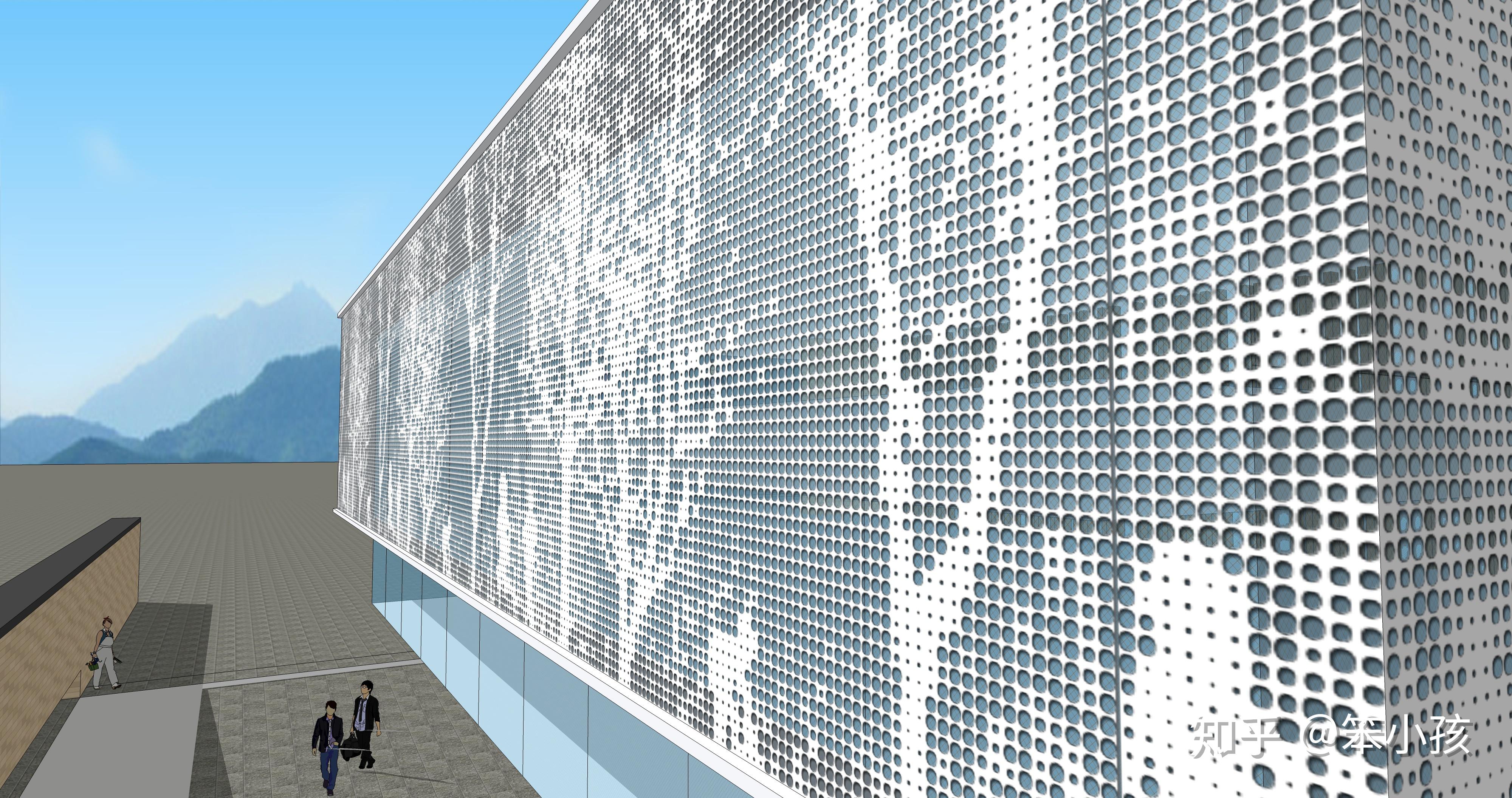 从su到rhino——穿孔铝板表皮的制作表现思路 - 知乎