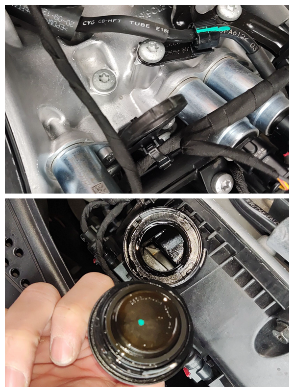 往后看发动机,都是正常的,进气排气和气门室盖以及正时盖都没动过,看