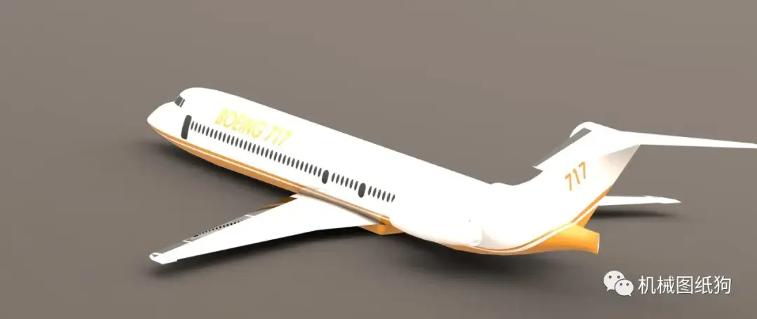 飞行模型波音717200飞机模型3d图纸solidworks设计