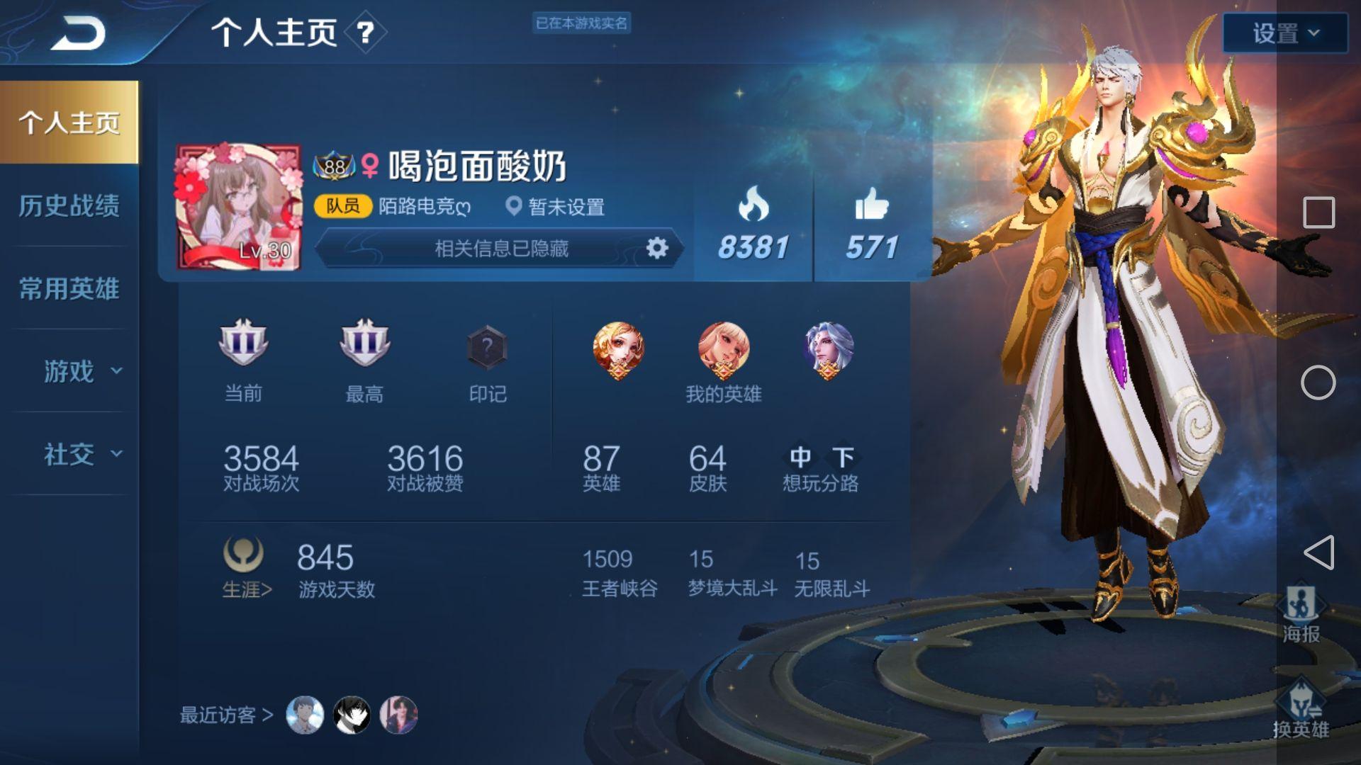 王者荣耀个人主页大家都展示的哪位英雄呀