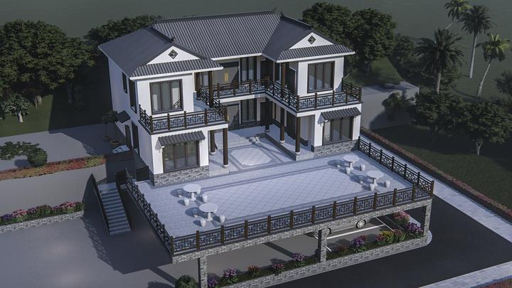 路桥行业老总回到宜宾老家新建一栋中式三合院别墅,首选四水归堂