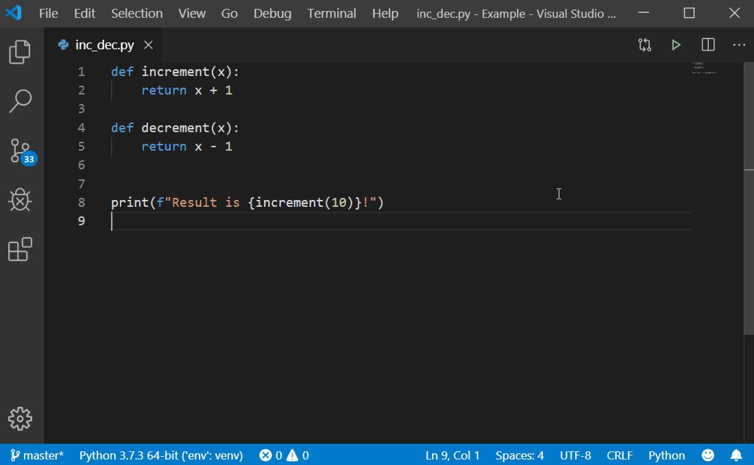 run python code in visual studio