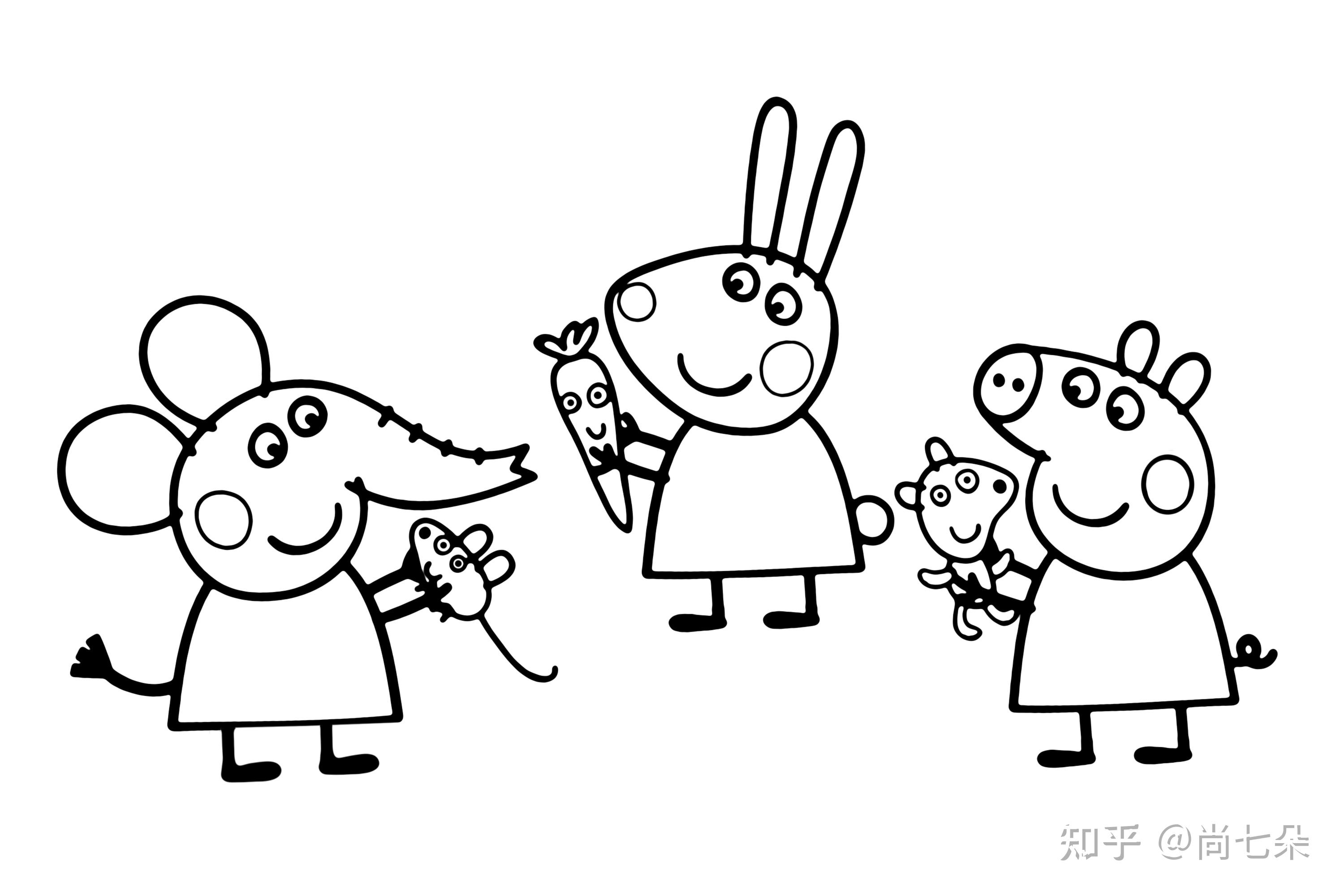 儿童画 简笔画 小猪佩奇 佩佩猪 儿童涂鸦 填色_哔哩哔哩 (゜-゜)つロ 干杯~-bilibili