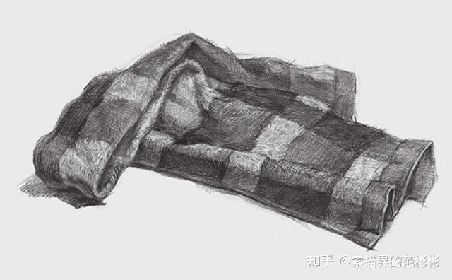 毛巾素描静物画法图片
