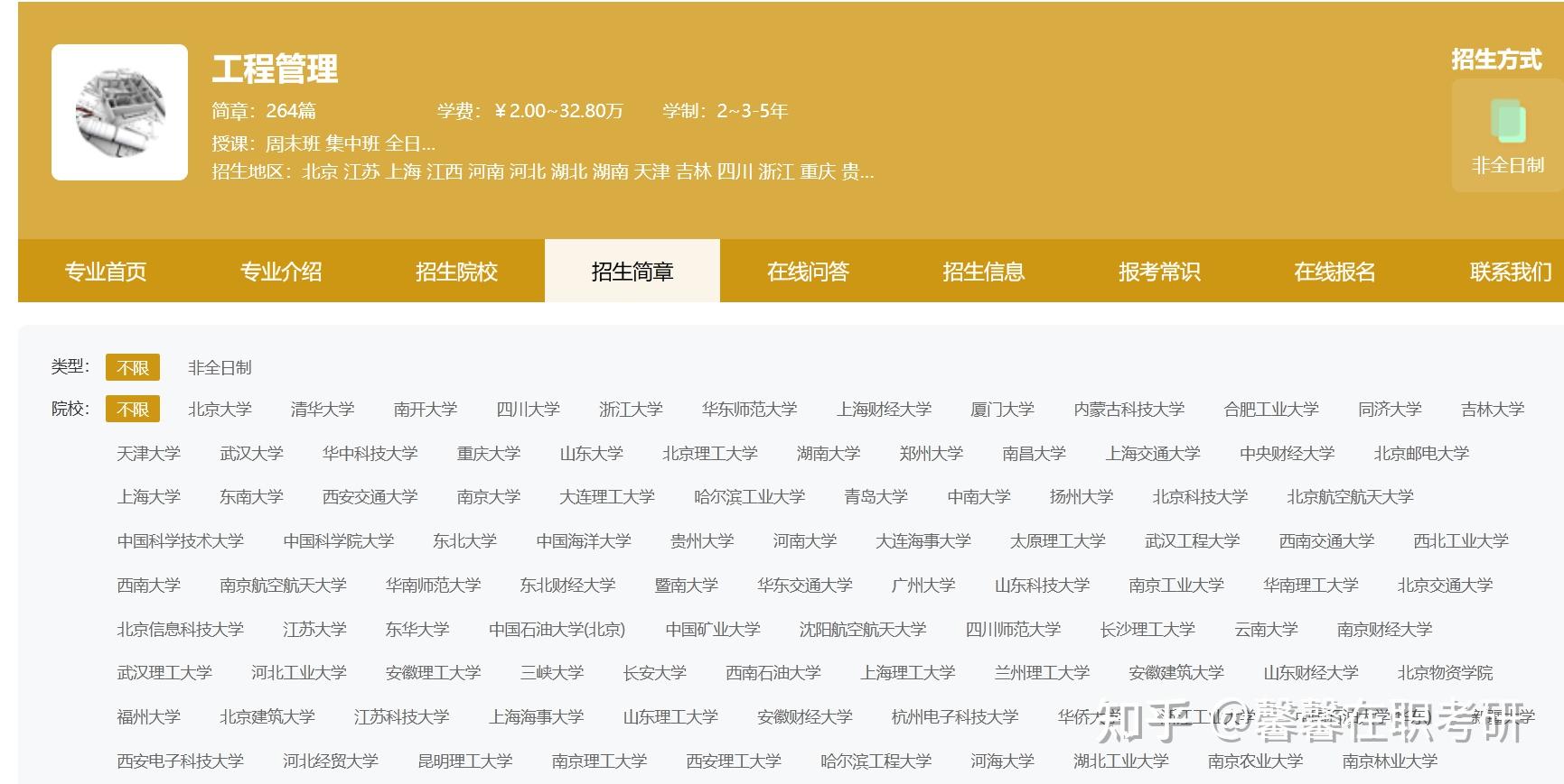 (125601)工程管理2026年非全日制研究生招生院校汇总! - 知乎