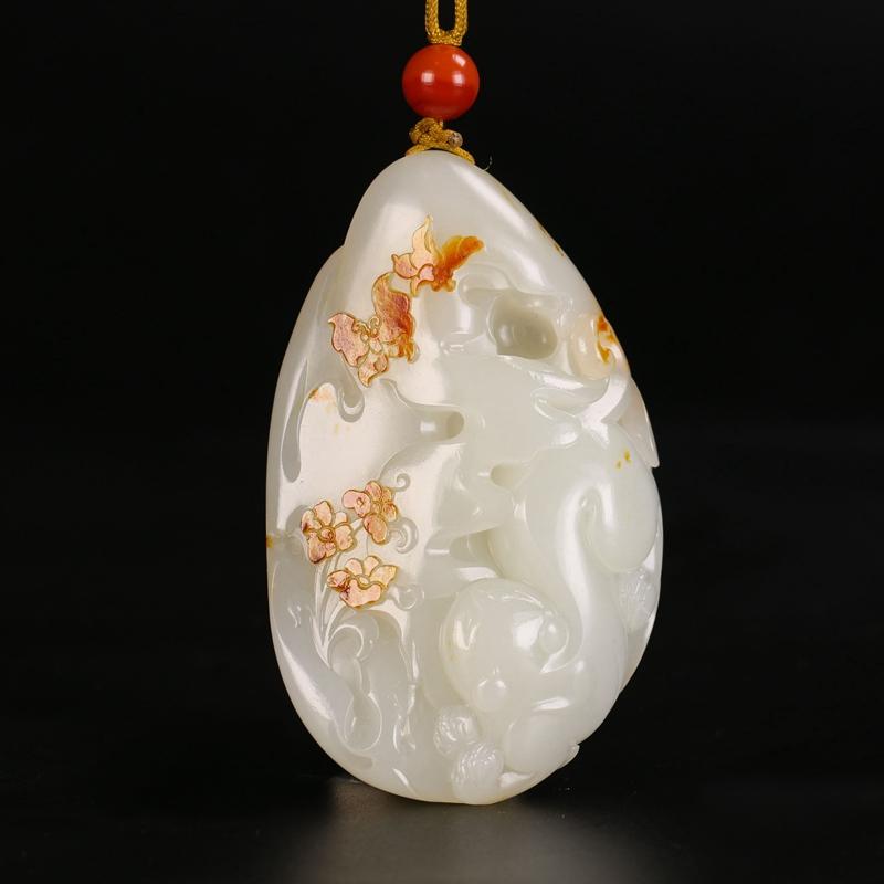 海派工艺大师顾中华作品和田羊脂白玉籽料耄耋富贵把件