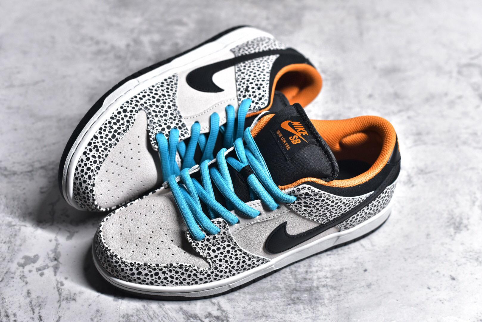 耐克 nike sb dunk low safari olympics 麂皮蓝橙石斑纹低帮运动鞋