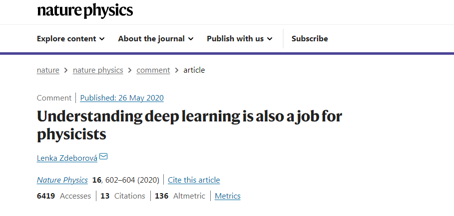 deep learning is also a job for physicists》的文章中,作者首先