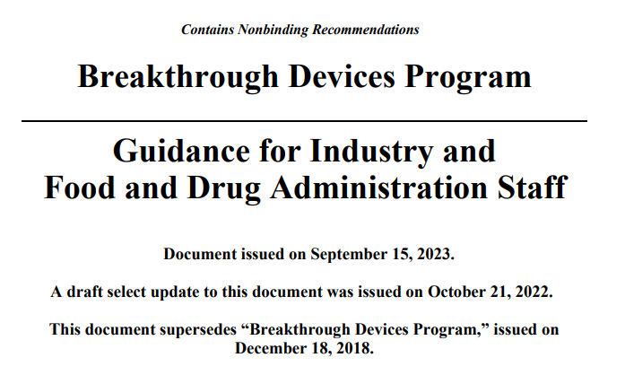 器械出海 | FDA Breakthrough程序指南更新 - 知乎