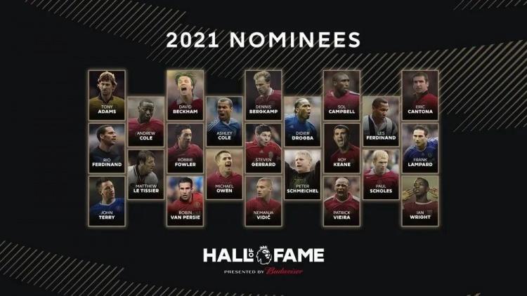 直播吧5月8日讯  近日,英超官方公布了2021年英超名人堂的23人候选