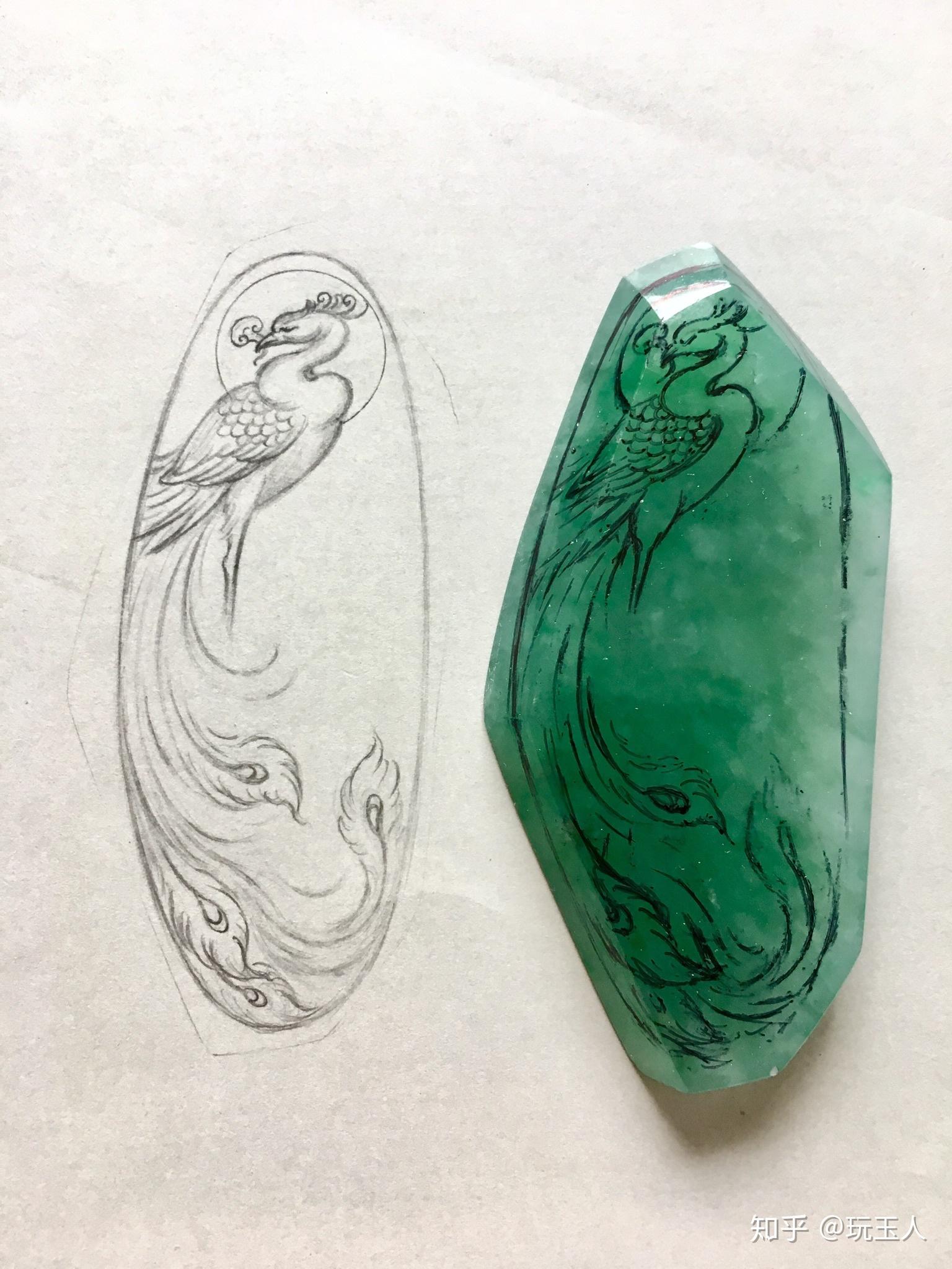 给大家分享一些翡翠雕刻设计图,大家有合适的题材或者建议,多多提哦