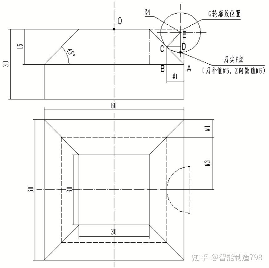 FANUC数控铣床编程实例32 四棱台-天圆地方-宏程序编程有技巧 - 知乎