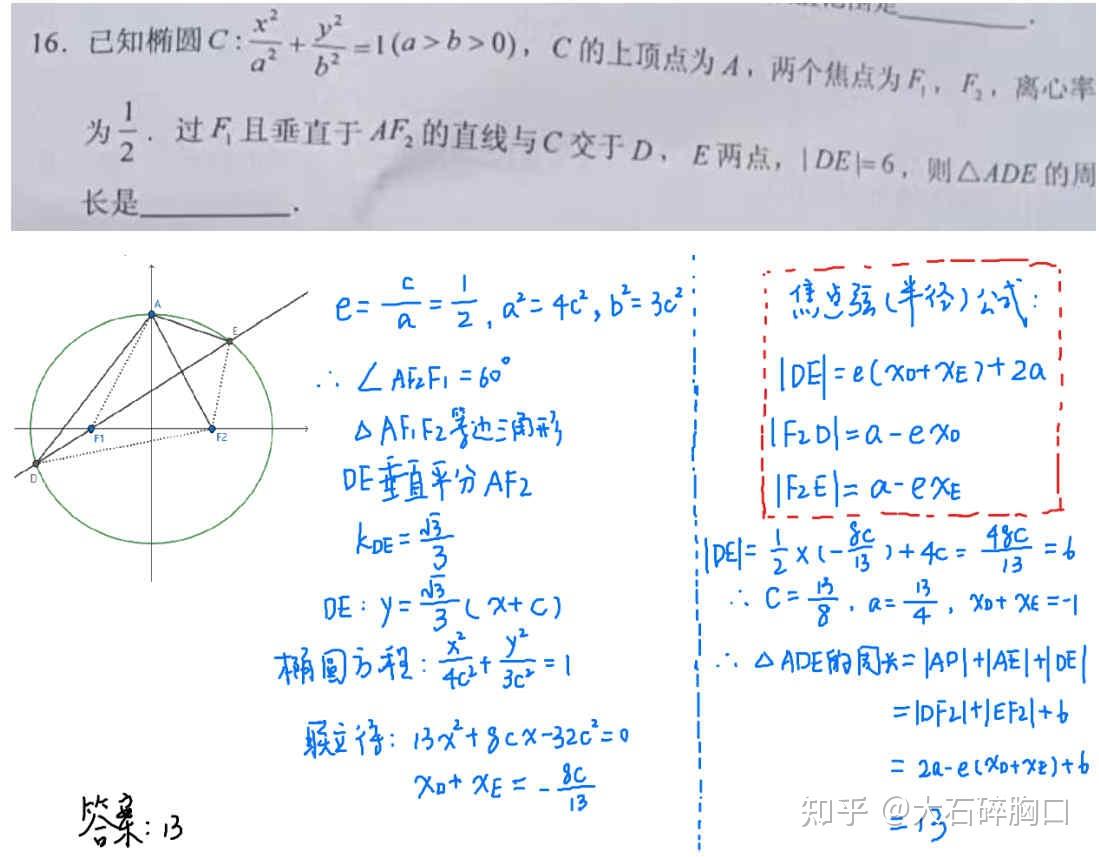 16題:橢圓第二定義,焦半徑公式,焦點弦公式的應用!