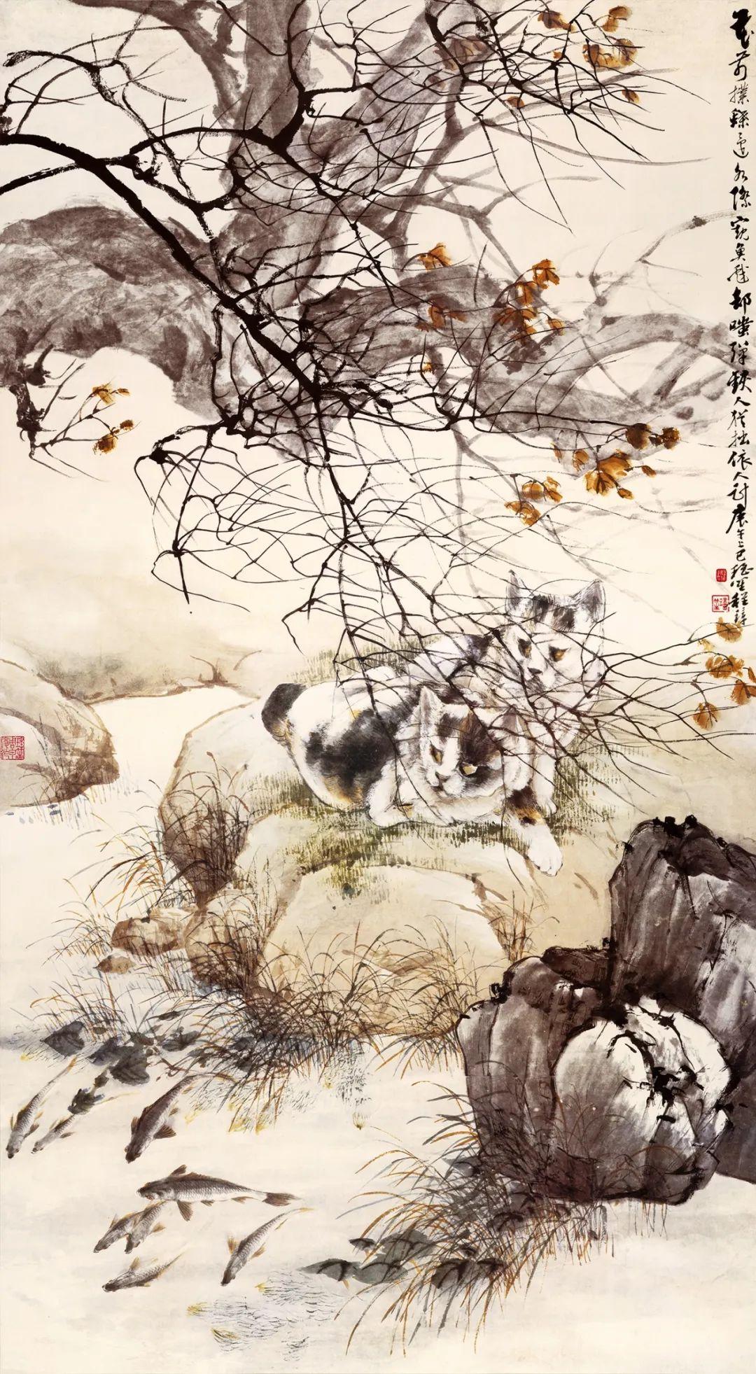 清· 程璋《双猫窥鱼图》 - 知乎