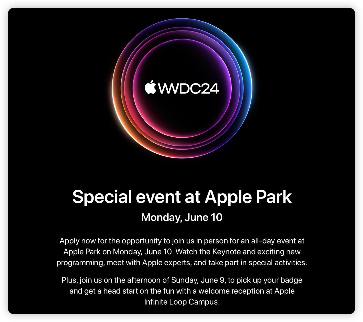 wwdc 2024 时间确定 6/10 举办!苹果邀请函正式发出