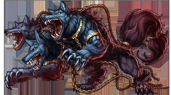 三头地狱犬,即希腊神话里的怪物刻耳柏洛斯(cerberus),传说是厄喀德纳