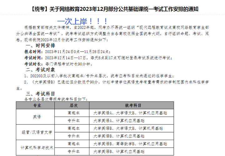 北京外国语大学2023年12月网络教育统考大学英语b等科目考试通知
