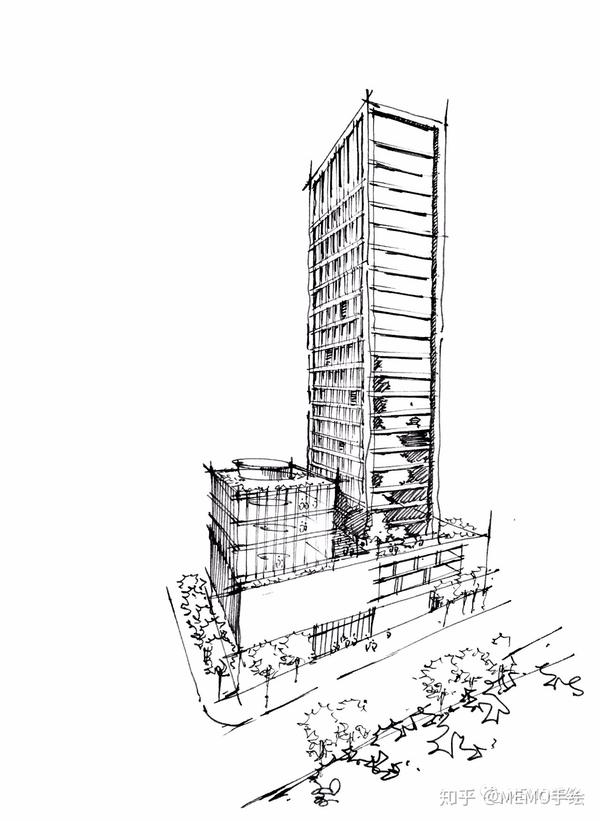 手绘教程|发现高端商业写字楼
