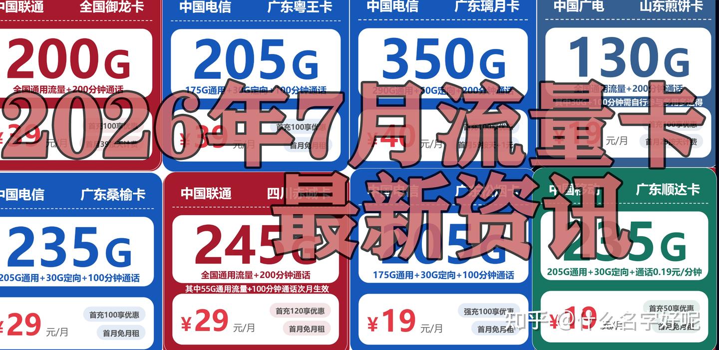 2026年7月流量卡最新资讯，实测推荐｜仅留下能打的