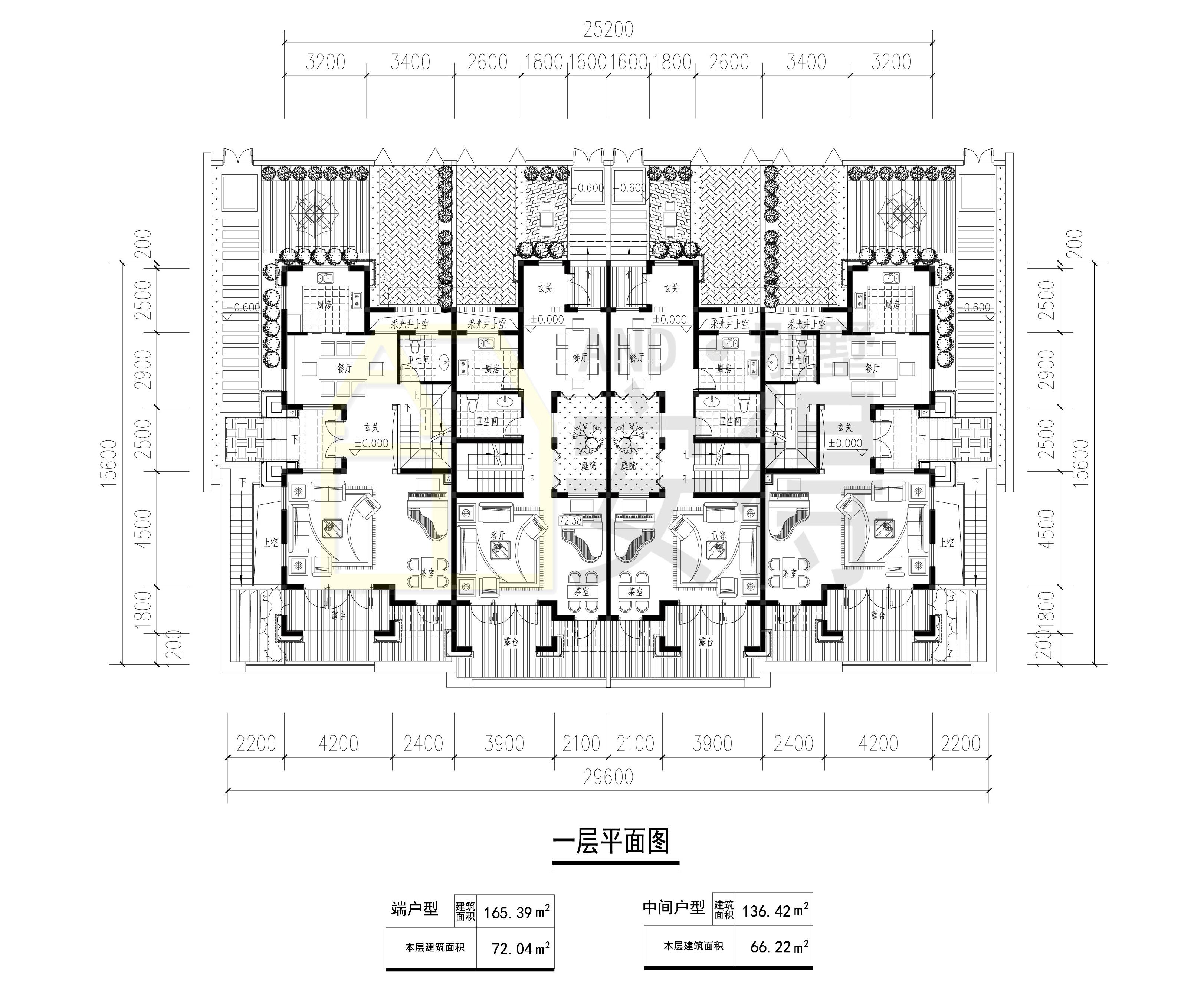农村四拼联排别墅,高大挺拔,时尚大气