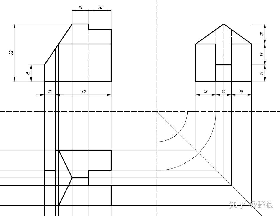 cad2014這要怎麼畫第三視圖啊