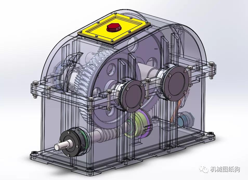 差減變速器斜齒輪蝸輪蝸桿二級減減箱3d圖紙solidworks設計