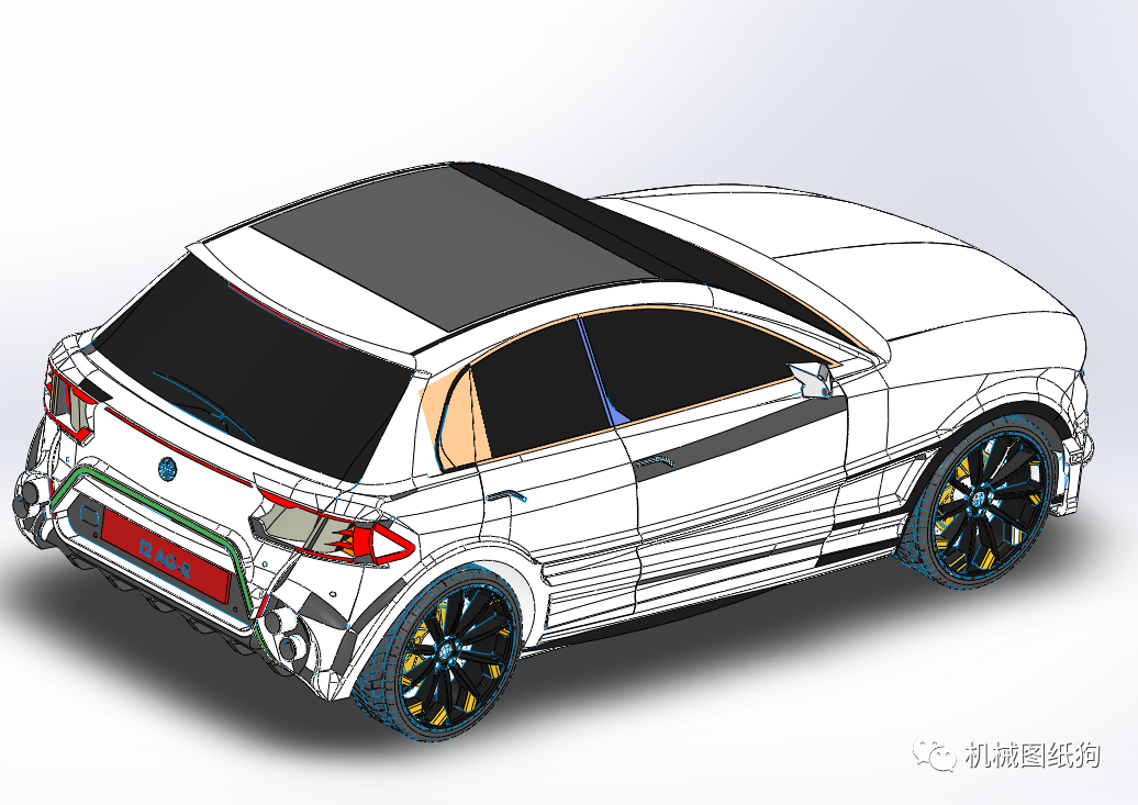 汽车轿车coche汽车轿车模型3d图纸solidworks设计