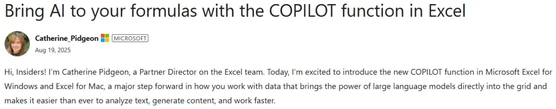 颠覆办公效率！Excel迎来AI时代，微软推出COPILOT函数，Excel小白秒变大神 - 知乎