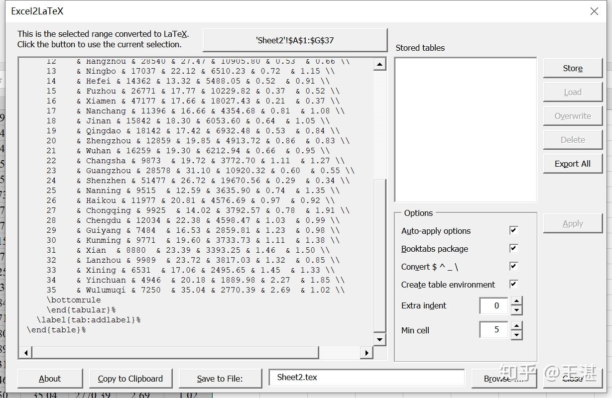 Excel表格转换为LaTeX Excel表格转换为LaTeX